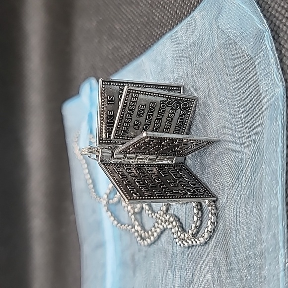 NWOT Lord's Prayer Bible Necklace Stainless Steel Unisex 70cm - Picture 6 of 6